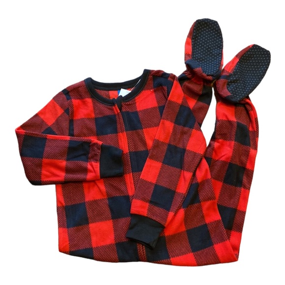 Old Navy Micro Fleece One-Piece Pajama Buffalo Check - Picture 3 of 6